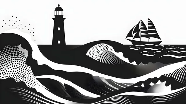 svjetlo vodilja: minimalisticki svjetionik i jedrilica preuzmi