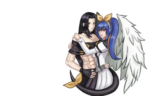 Skyldig gear stræber efter svimmel og testamente romantisk anime kampspil par 2K baggrundsbillede