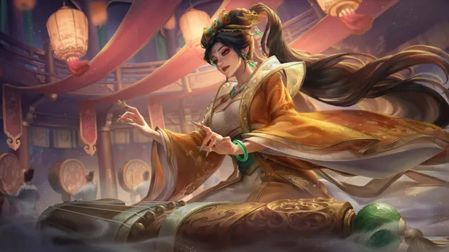 guqin 'sona' gold chroma chinese skin - league of legends (lol) hvrd