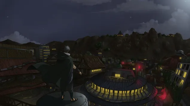 chlap hlida v noci svetlo sveho mesta stahnout