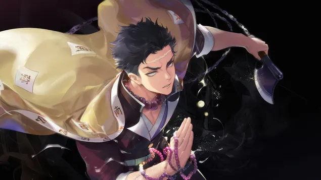 Gyomei Himejima nga Demon Slayer 4K sfond