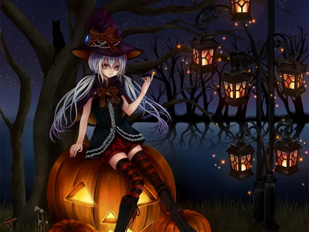 Halloween Anime Boszorkány HD háttérkép