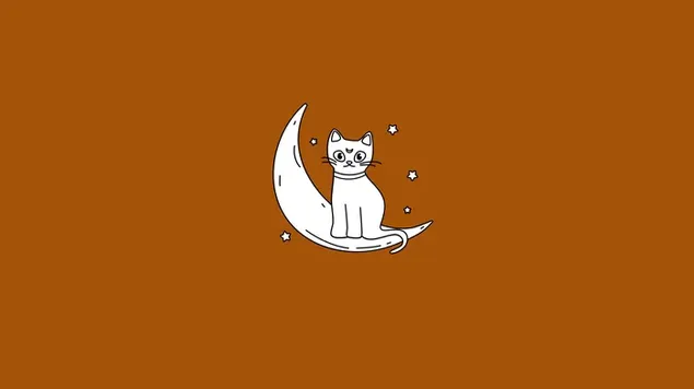 Halloween - Cat on the Moon, Minimal 4K wallpaper