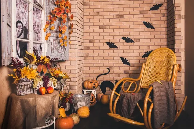 Halloween ingerichte kamer 4K achtergrond