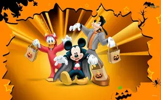Tapeta Halloween Disney oranžová kachna donald mickey mouse 2K