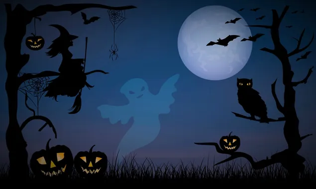 Halloween-aand: heks en spook aflaai
