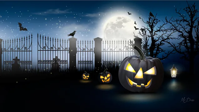 Halloween Graveyard with Pumpkins download
