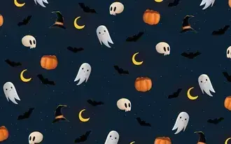 Halloween Pattern: Jack-o'-lantern With Soul And Bats 4K wallpaper