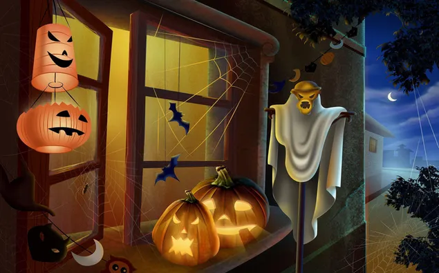 Calabaza de Halloween y formas aterradoras HD fondo de pantalla