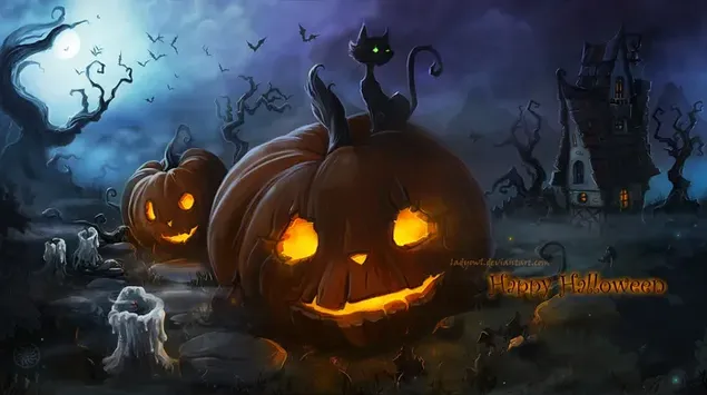Labu Halloween Di Malam Gelap HD wallpaper
