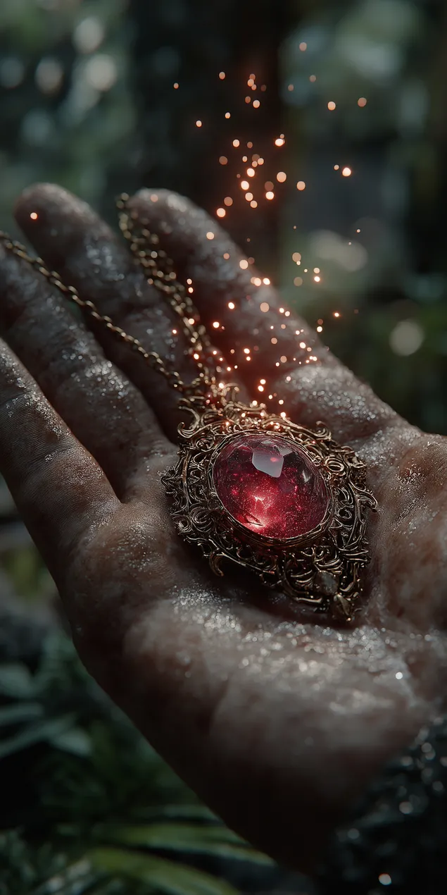 เหรียญรูปมือประดับอัญมณีทรงรีเรืองแสงอย่างวิจิตร HD วอลเปเปอร์