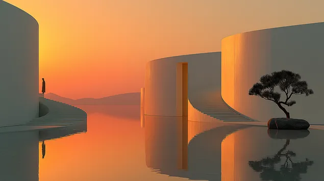 נוף העיר האנגג'ואו: מגדלים מודרניים ושמיים פואטיים 2K טפט