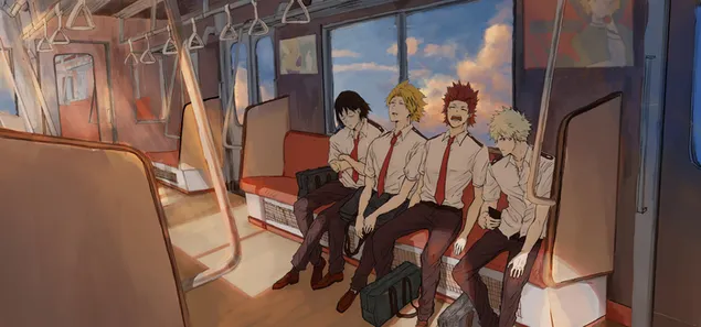Hanta Sero, Denki Kaminari, Eijiro Kirishima și Katsuki Bakugo 2K imagine de fundal