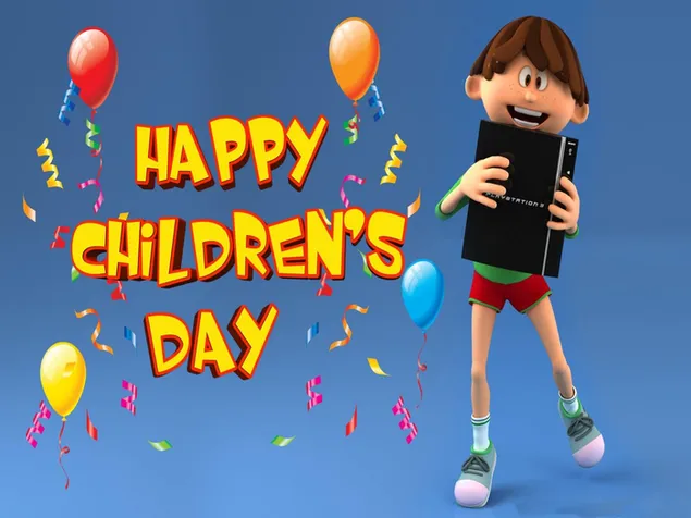 Glædelig børns dag tegnefilm 2K tapet