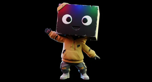 Laimingas spalvingas dėžutės personažas, šokantis po neoninėmis šviesomis, džiaugsmingas darbalaukio fonui 4K ekrano užsklanda