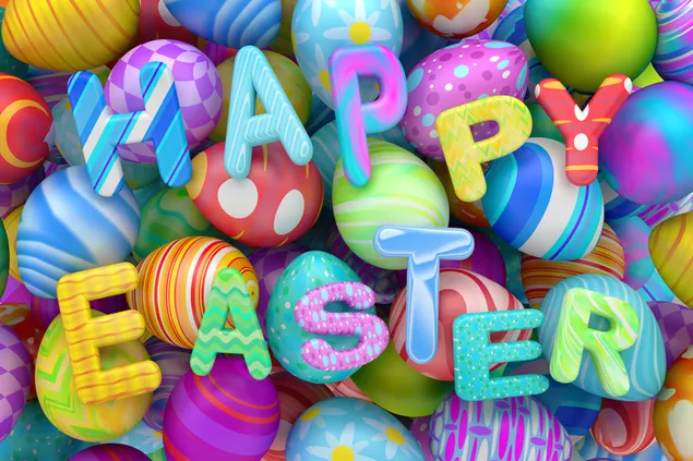 Hình nền Happy Easter - Ghi chú đầy màu sắc 8K