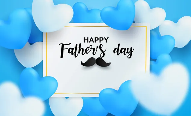 Gelukkig Vaderdag blauw wit hart 8K achtergrond