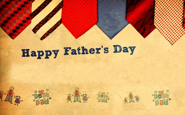 Gelukkig Vaderdag kleurrijk stropdassenontwerp 2K achtergrond