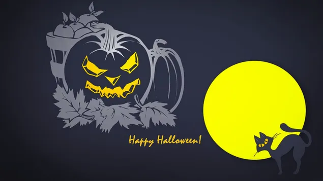 ליל כל הקדושים שמח: דלעת עם חתול HD טפט