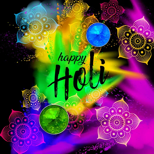 Happy Holi festival farverig plakat 2K tapet