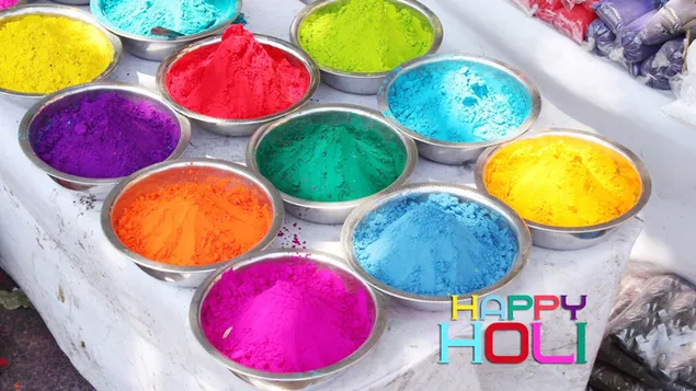 Happy Holi : Warna Holi disimpan dalam pot unduhan