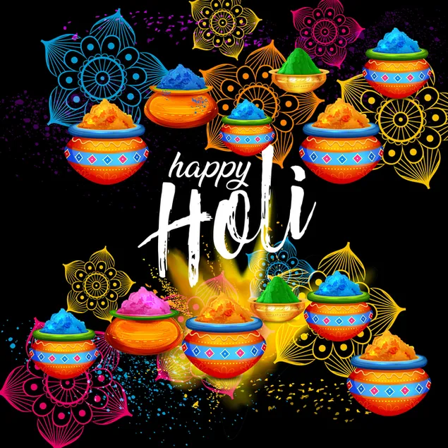 Happy Holi wishes 2K wallpaper