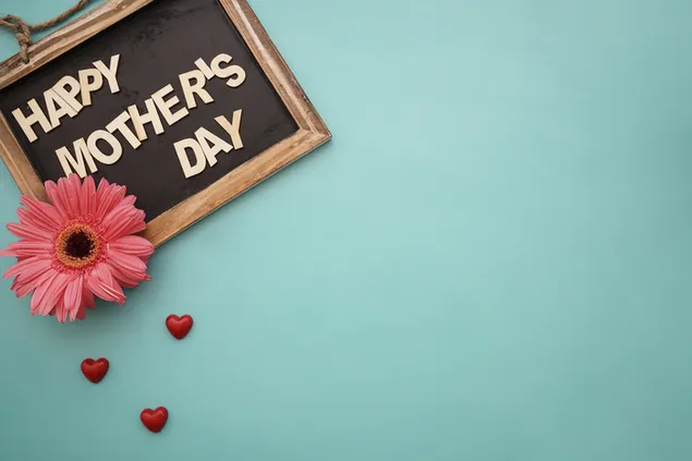 Happy Mother's Day Blackboard Note en Gift Daisy 4K achtergrond