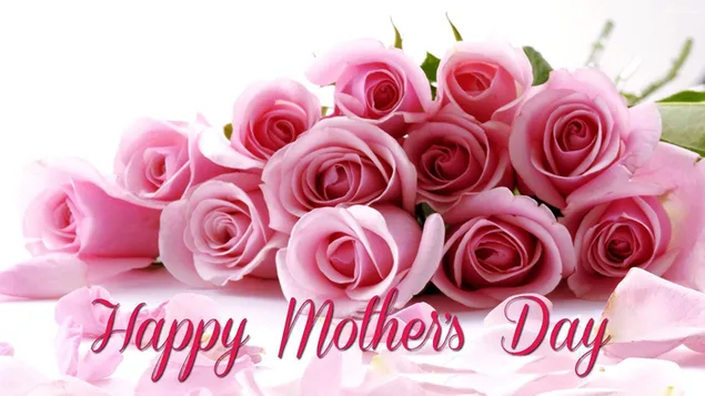 Fröhlicher Strauß rosa Blumen zum Muttertag HD Hintergrundbild