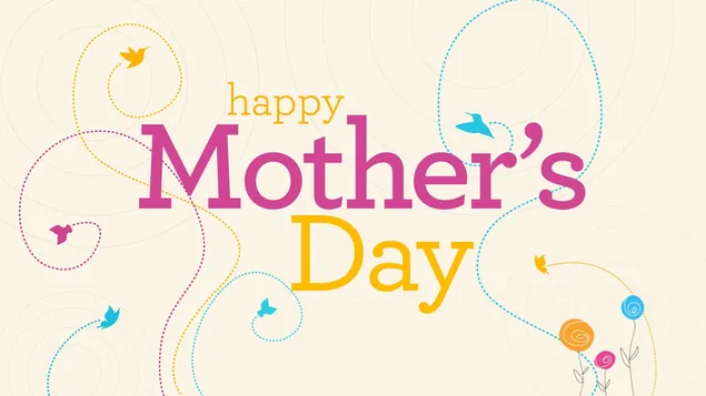 Happy Mother's Day kleurrijke wenskaart 2K achtergrond