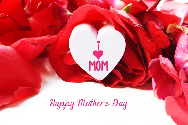 Alles Gute zum Muttertag, ich liebe Mama mit roten Rosen 4K Hintergrundbild