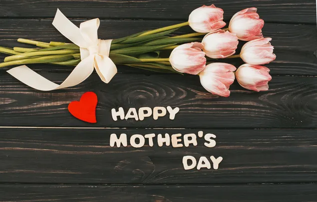 Happy Mother's Day Note Black Font Wood 4K Hintergrundbild
