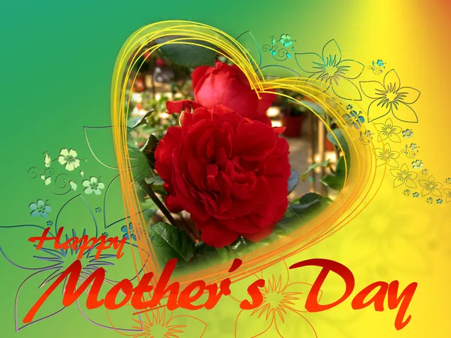 Hình nền Chúc mừng ngày của mẹ Ghi chú trái tim trong hoa hồng 2K