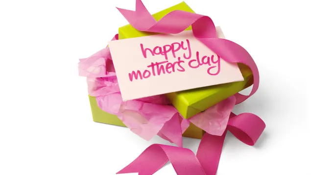 Happy Mother's Day Pink Font Note auf der Geschenkbox