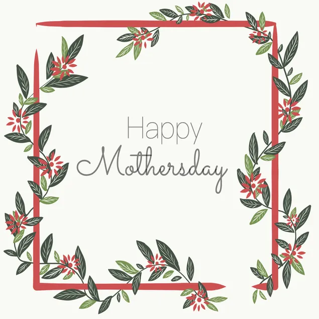 Happy Mothersday-lay-out met bloemen en wijnstokken 2K achtergrond