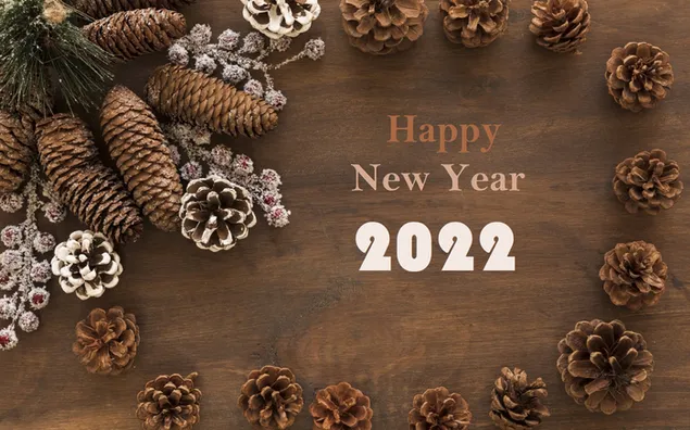 Hình nền Chúc mừng năm mới 2022 nền gỗ và cây thông HD