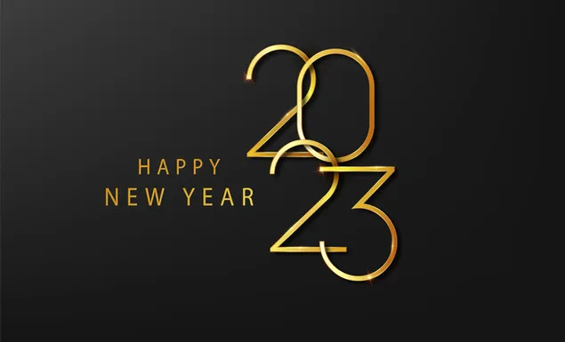 Selamat tahun baru 2023 desain kuning dengan latar belakang hitam unduhan