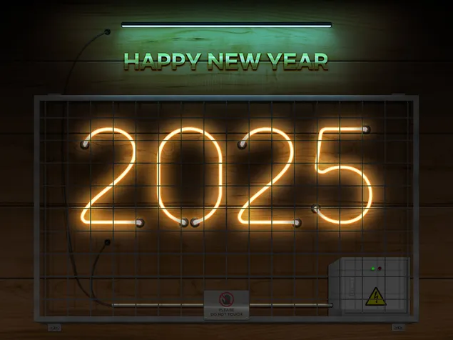 Happy new year 2025, 2025 with neon lights 4K wallpaper
