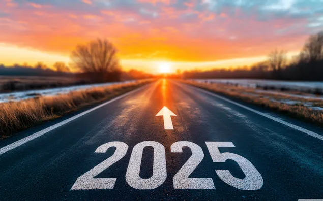 feliz ano nuevo 2025 al atardecer descargar