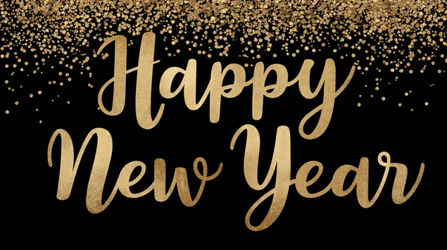 Życzenia noworoczne z mnóstwem złotych iskier 2K tapeta