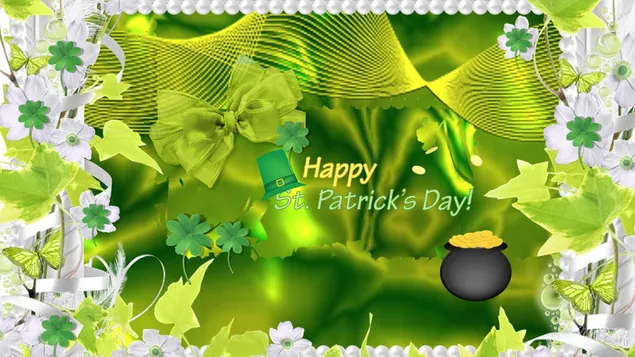 Desain hiasan bunga hari Happy Saint Patrick
