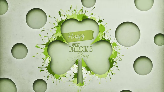Hình nền Thiết kế lá của Happy Saint Patrick (màu xanh lá cây) 4K