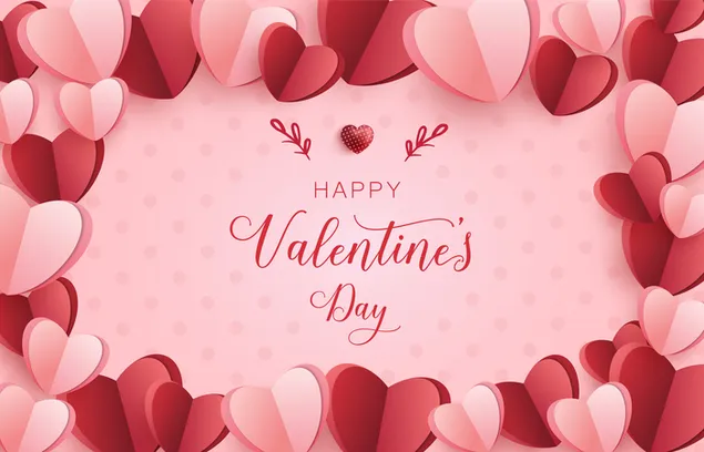 Happy Valentine's Day design with colorful hearts 4K wallpaper