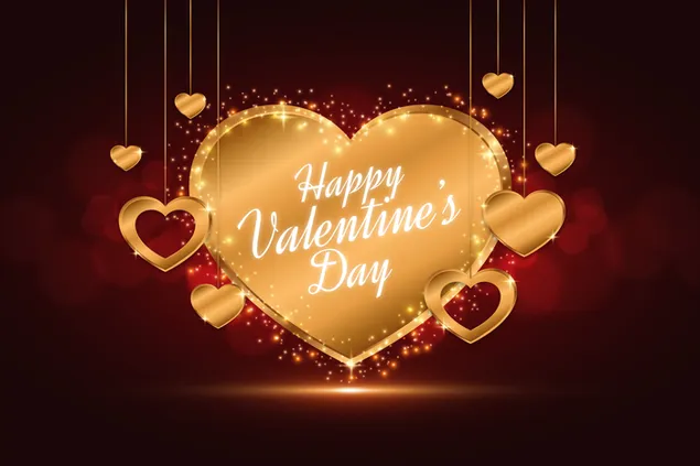Chúc mừng Valentine trái tim lớn nhỏ màu vàng tải xuống