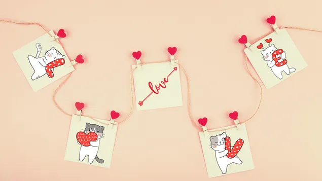 Happy Valentines Day - LIEBE von Katzen 4K Hintergrundbild