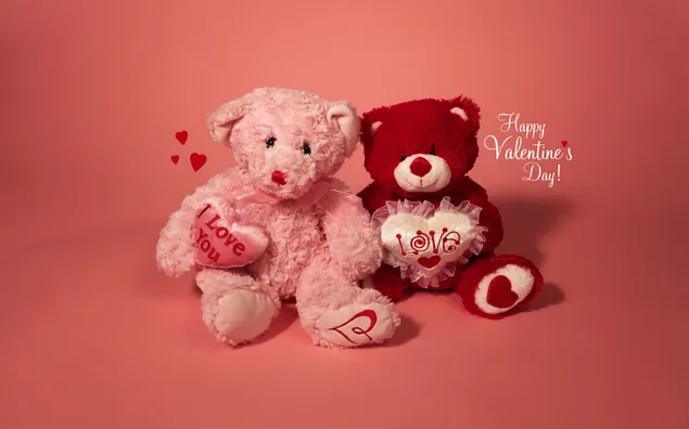 ピンクと赤のクマからの幸せなバレンタイン