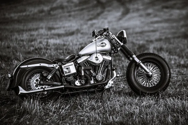 Harley Davidson sort og hvid nostalgi 4K tapet
