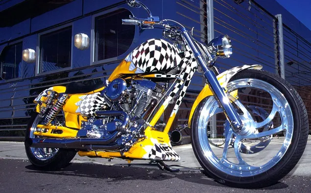 Harley Davidson Chopper in Gelb