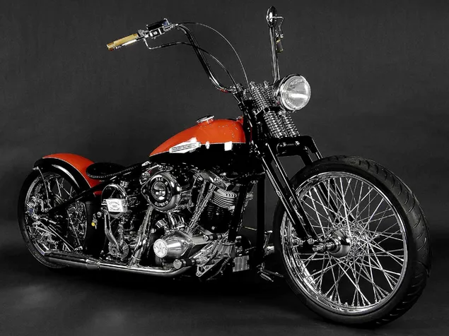 Harley Davidson Chopper Orange and Black 2K wallpaper