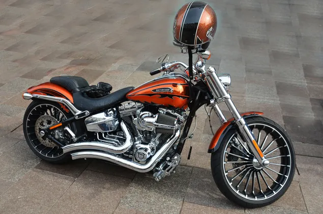 Harley-Davidson Orange Black 4K wallpaper