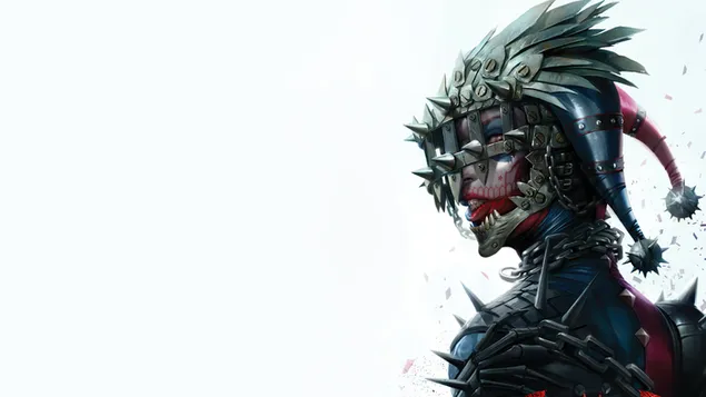 Классическое лицо Харли Квинн в клетке 4K обои